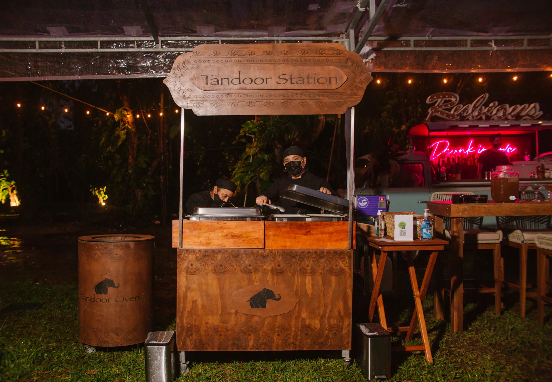 Tandoori station prepared for an evening event