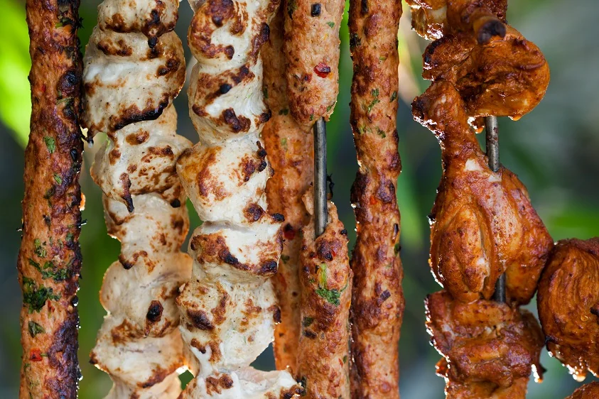 Mixed tandoori kebabs and tikka skewers