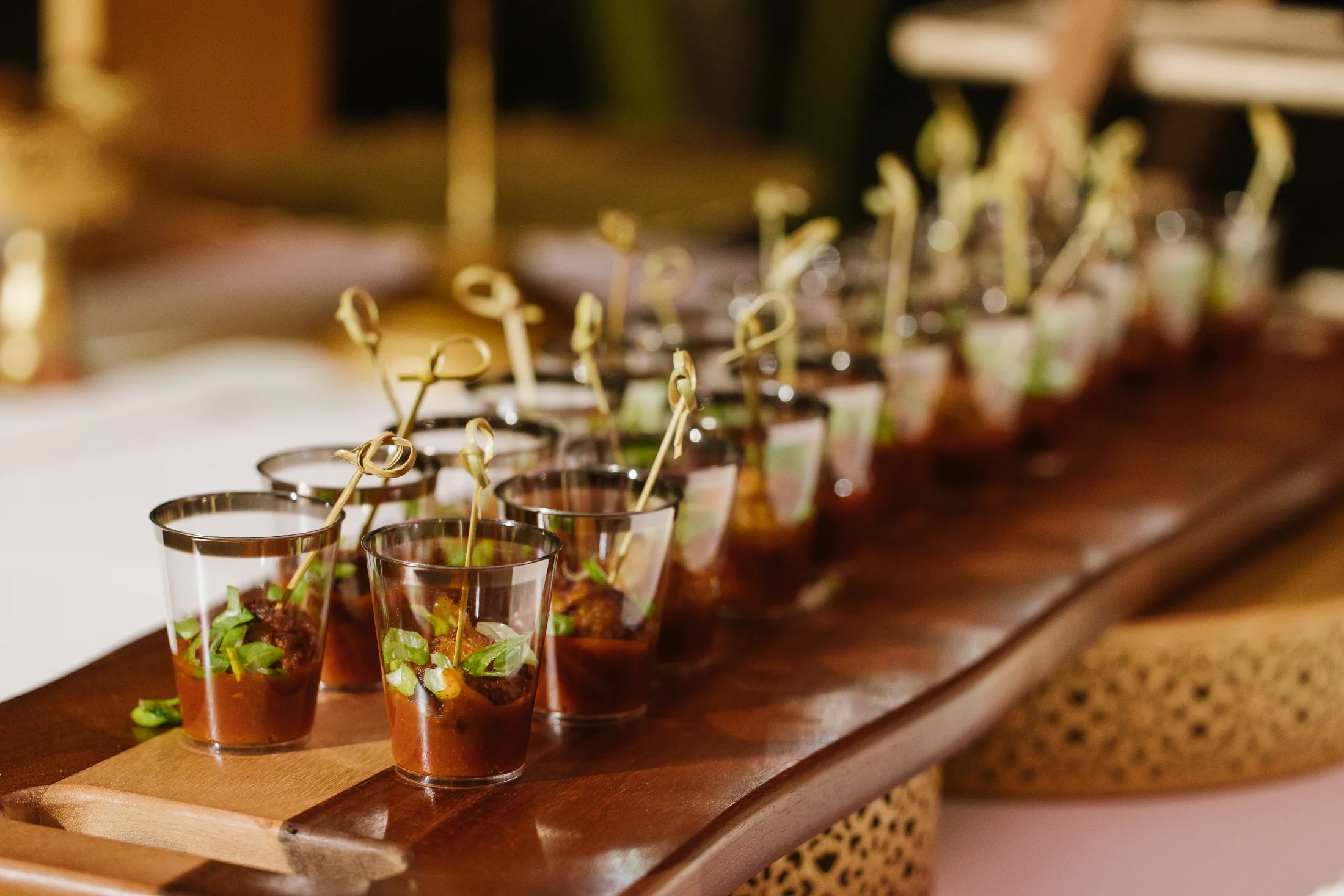 Passed Indian bites prepared for guests