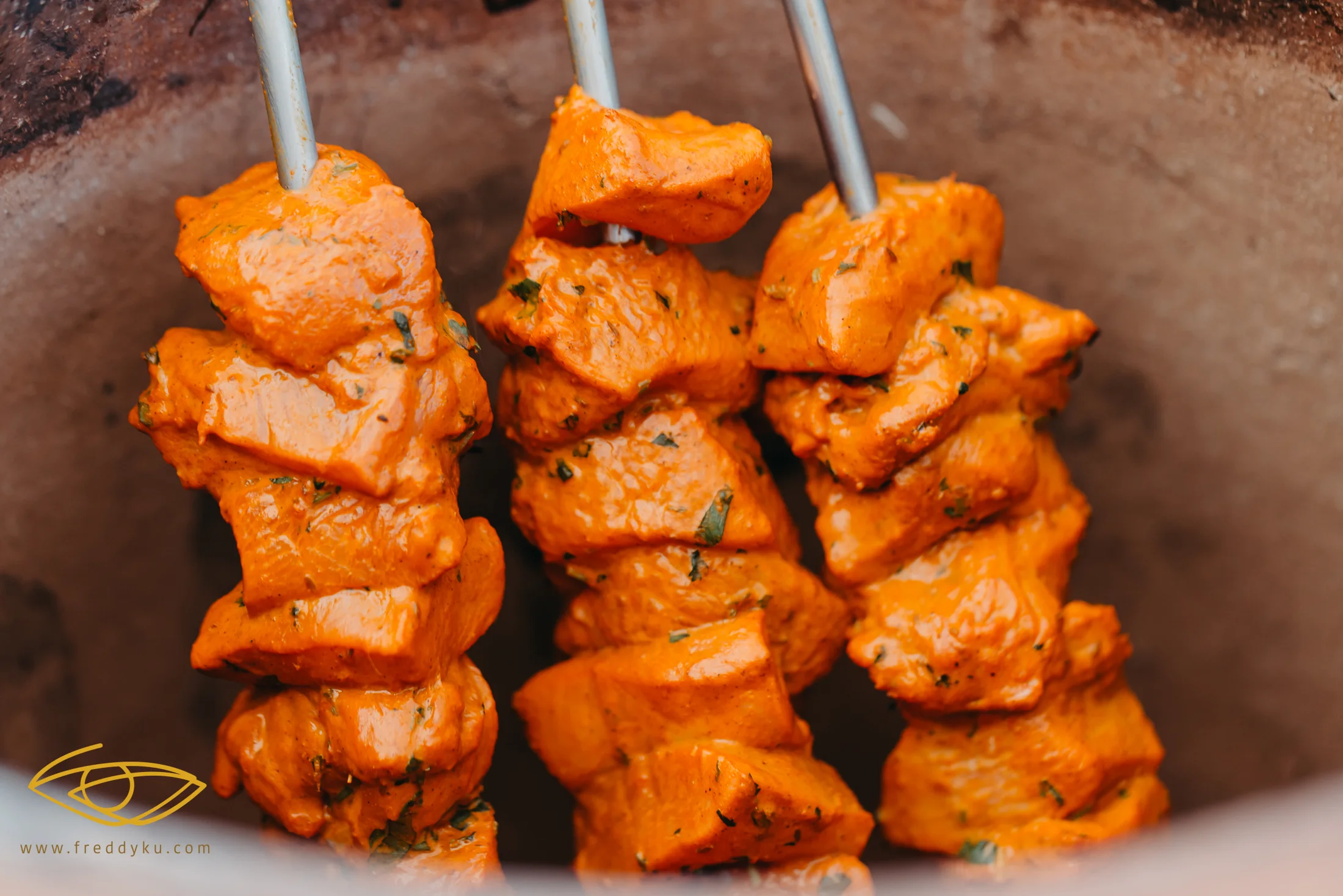 Marinated tandoori tikka skewers
