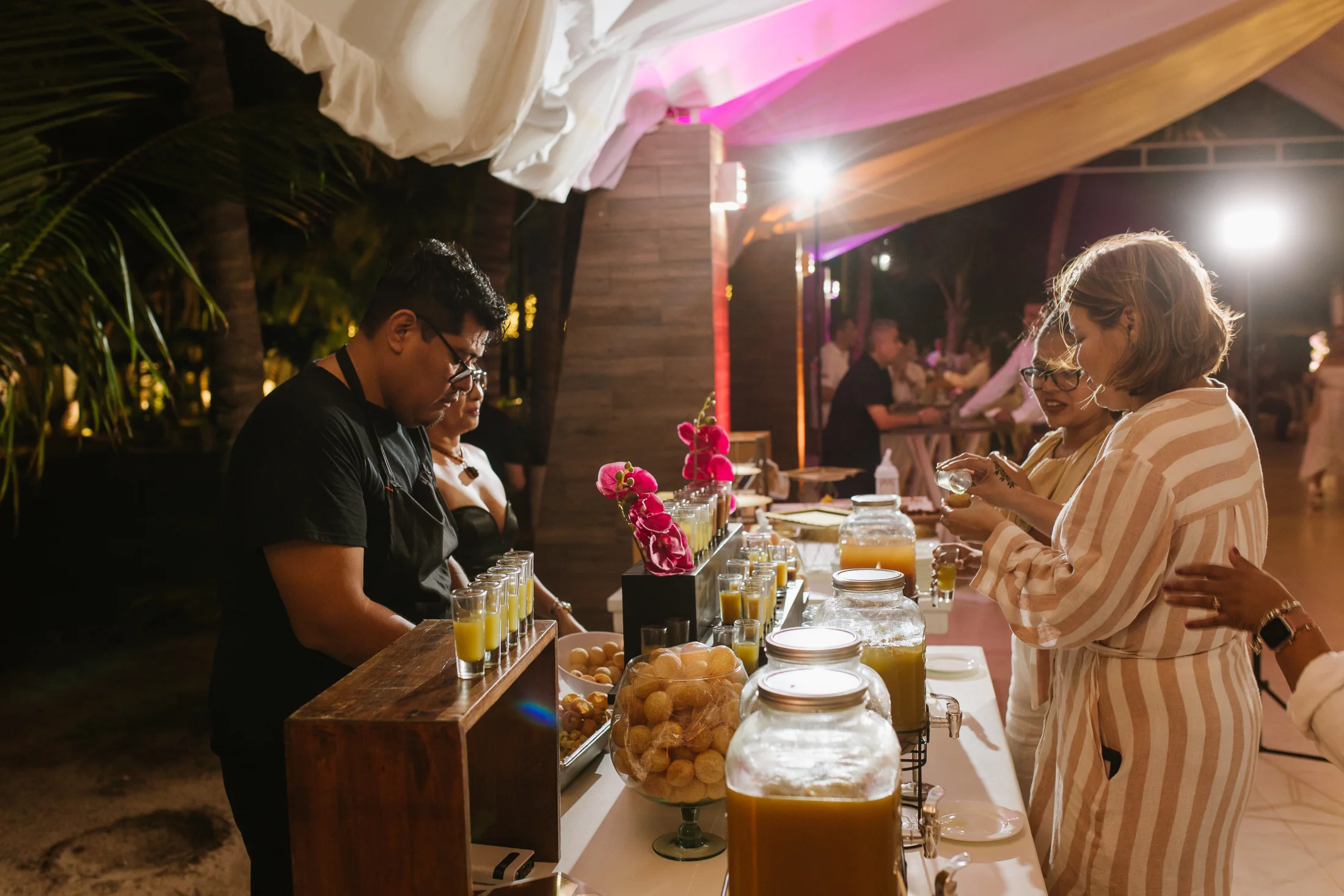 Guests enjoying a live Pani Puri station