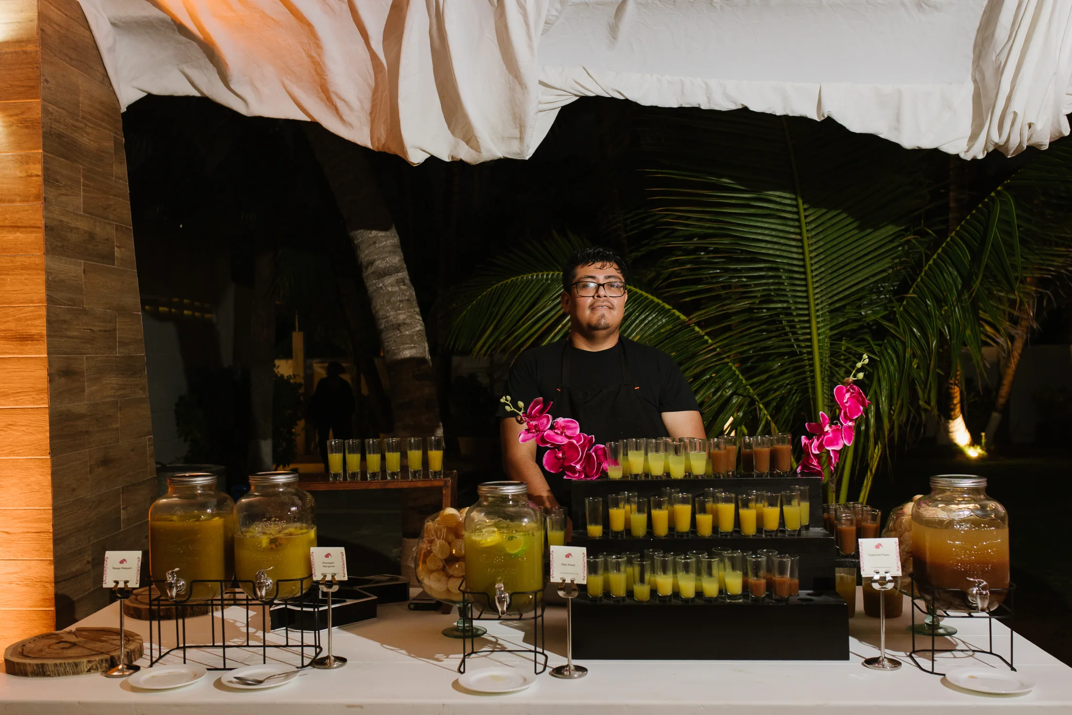 Pani Puri station with fresh flavored waters